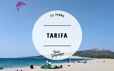 11 Tipps für Tarifa, Spanien: Kitesurfer und Hunde genießen den Strand.